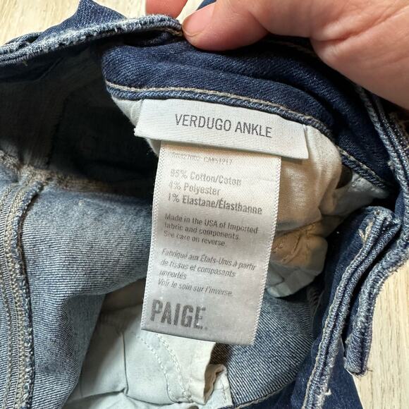 PAIGE Verdugo Ankle Distressed Mid Rise Skinny Medium Wash Denim Casual Jeans 26 - Picture 15 of 16